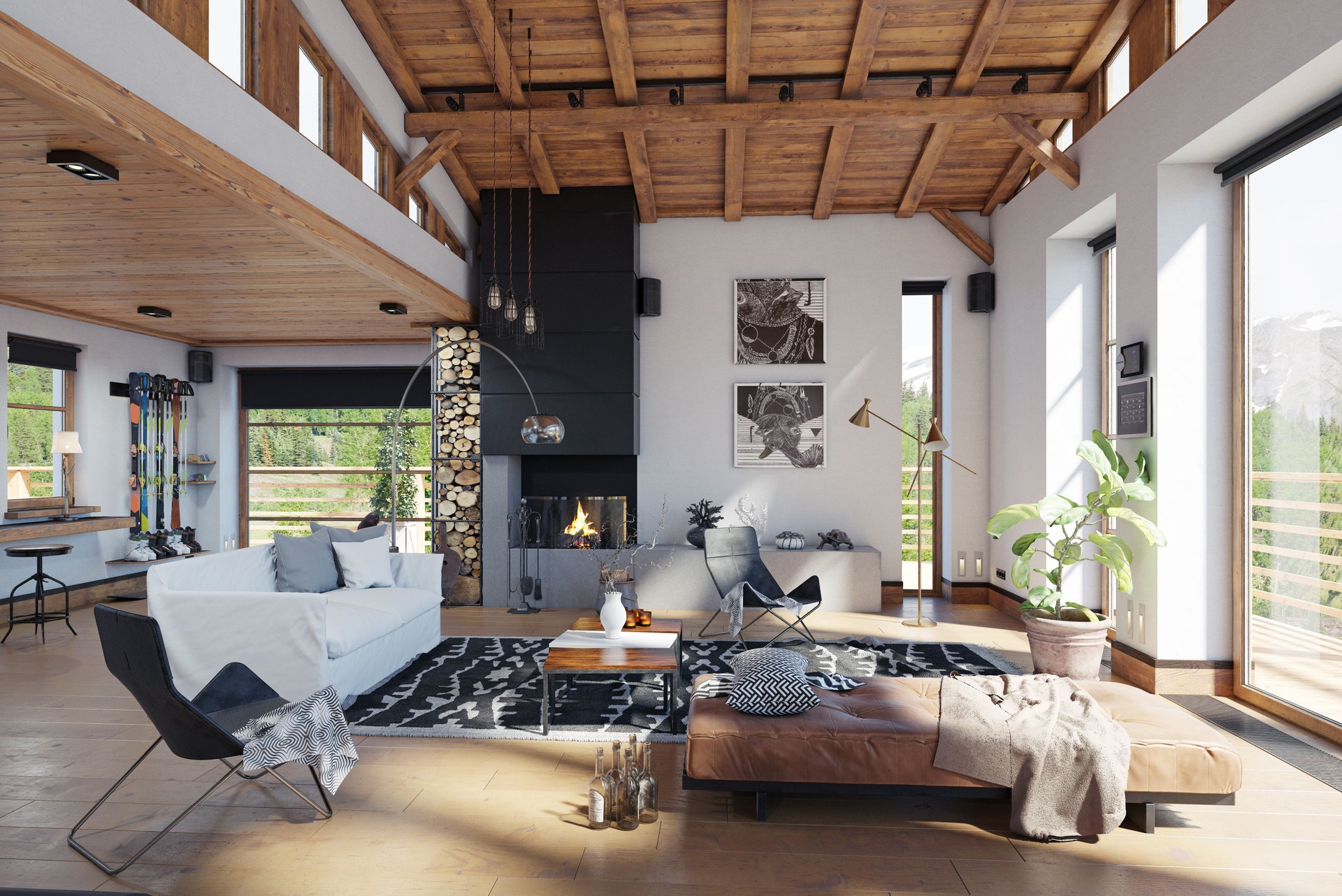 modern chalet interior.